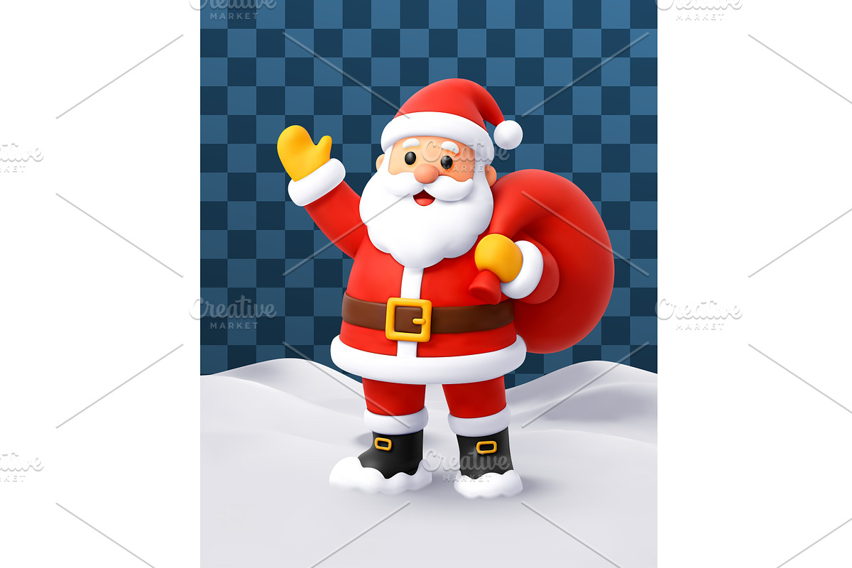 3D Santa Claus character on white, an Object Illustration by Abscent