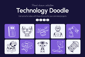 Animated Technology Doodle Icon Set, an Outline Icon by Vectors Market