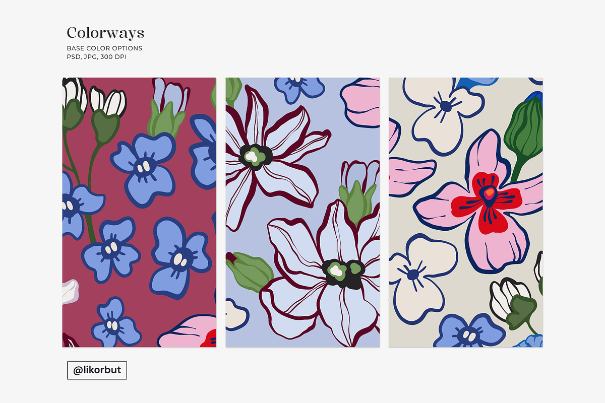 Bold Folk Naive Dark Floral Pattern, a Pattern Graphic by likorbut (Photo 8 of 14)