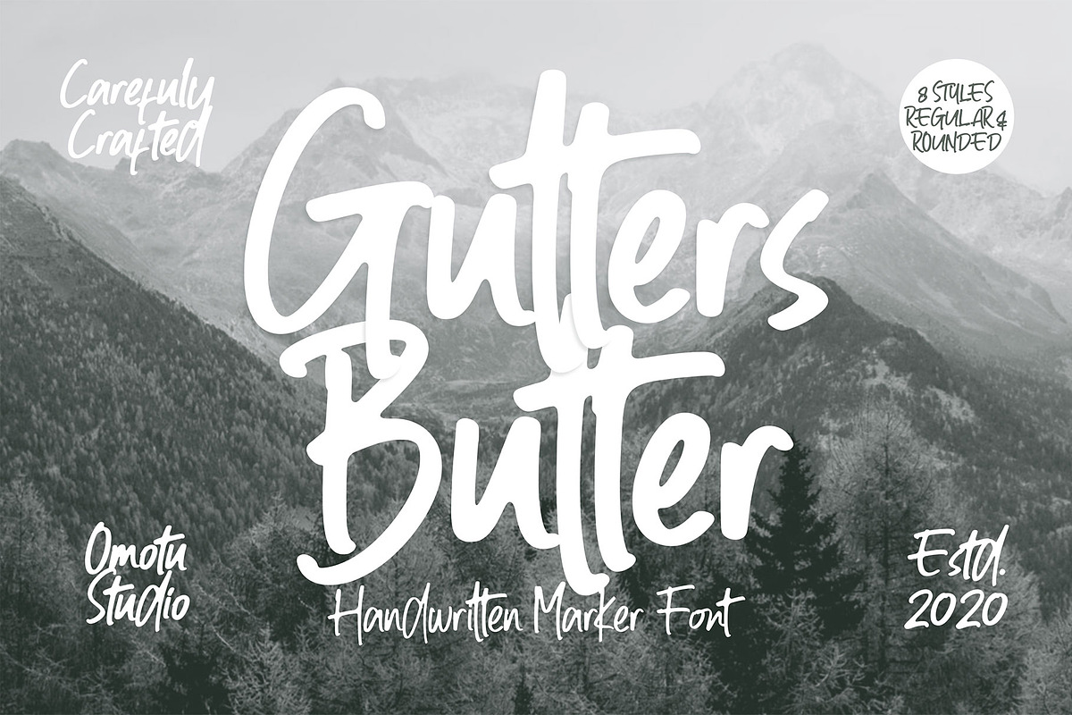 Gutters Butter, a Script Font by Omotu Studio (Photo 1 of 14)
