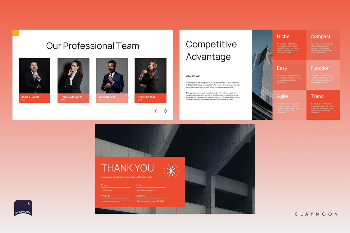 White Orange Modern Pitch Deck, a Presentation Template by Claymoon Lab (Photo 5 of 6)