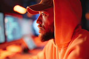 Focus and creativity flourish during late-night startup session in a dim loft s, a Photo by AlyaAnd
