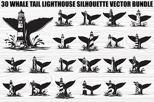Whale Tail Lighthouse Bundle, an Object Illustration by yasushie