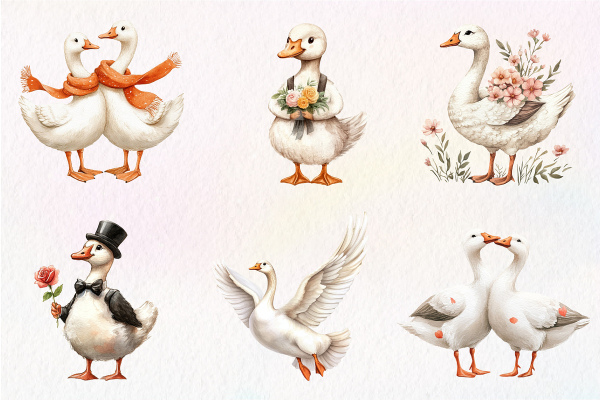 Wedding Goose Clipart, an Illustration by CreationArt (Photo 2 of 9)