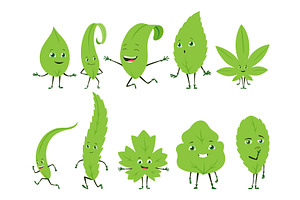 Green leaves characters. Cute, a Food Illustration by Things for designers