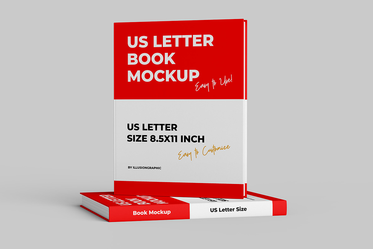 US Letter Book Mockup - 8 views, a Books & Magazine Mockup by Illusiongraphic (Photo 6 of 22)