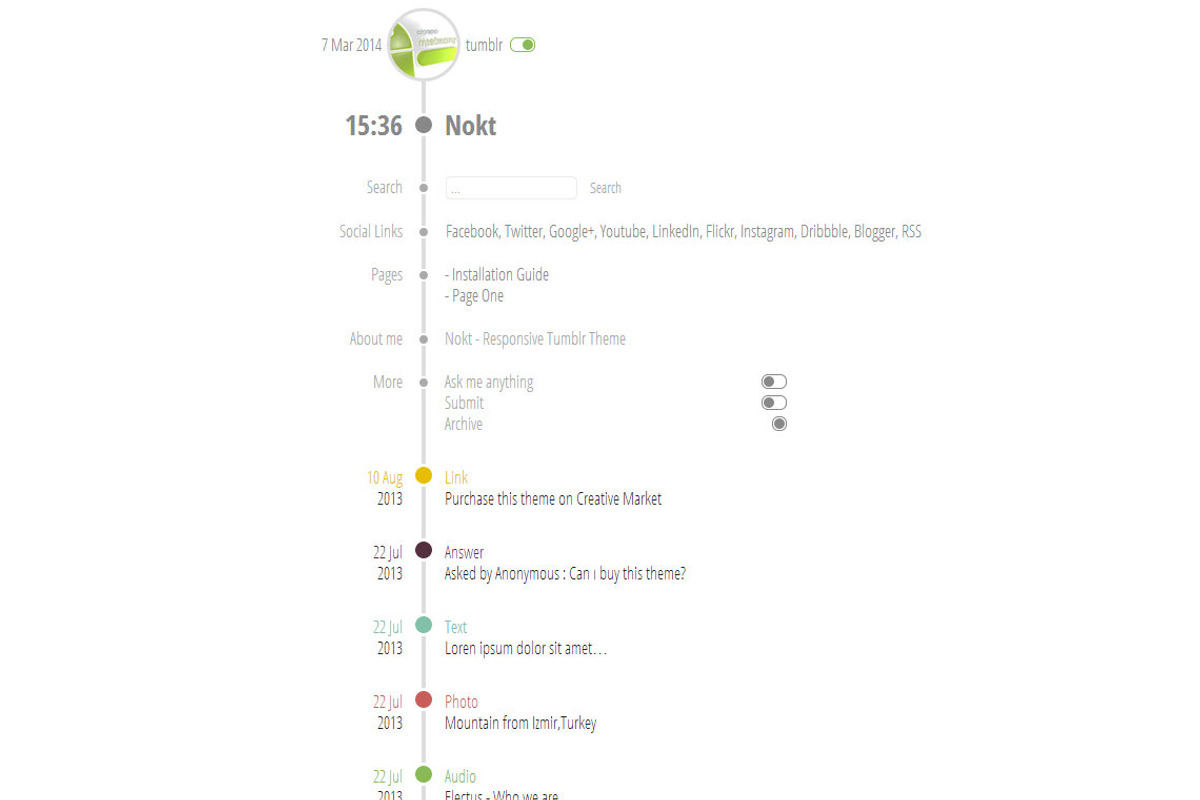 Nokt - Timeline Tumblr Theme, a Websites & App Template by mselmany (Photo 2 of 5)