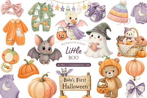 Watercolor Little Boo Clipart