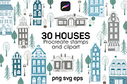 House Procreate brushes, clipart, a Brush Add-On by Veronika Gotovceva (Thumbnail 1 of 4)