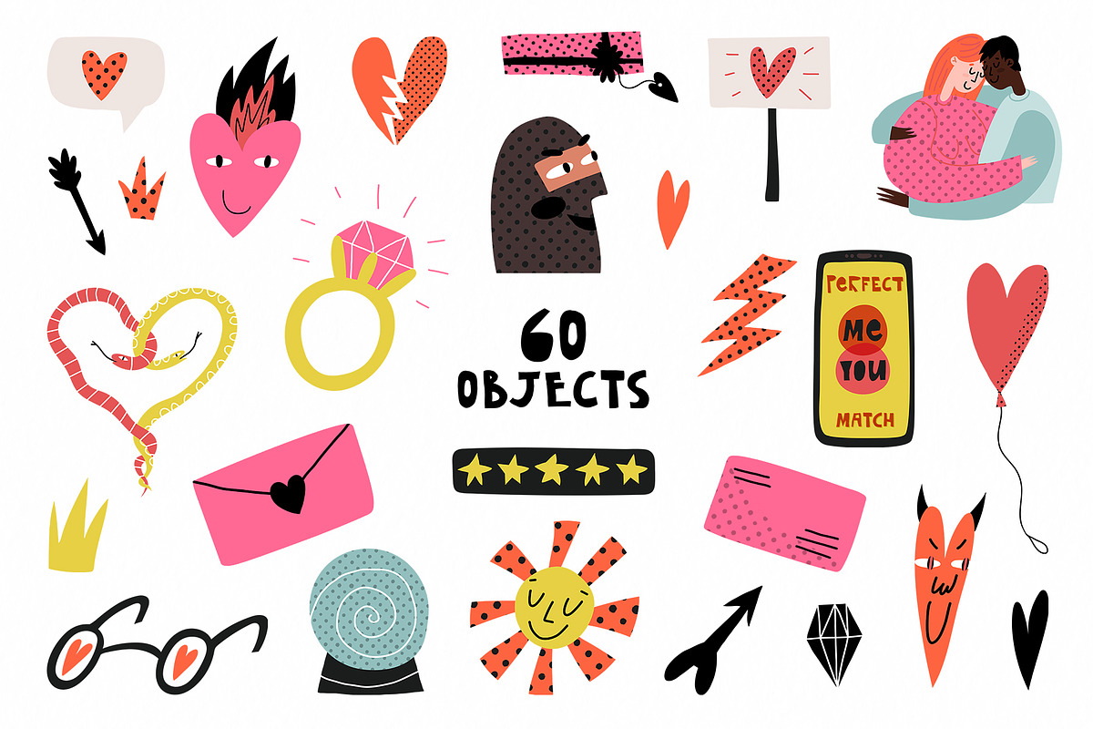 Groovy Valentine clipart collection, a Seasonal Illustration by Paper Cherry (Photo 2 of 21)