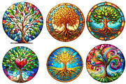 Tree of Life Stained Glass Clipart, an Illustration by Designworld (Thumbnail 2 of 6)