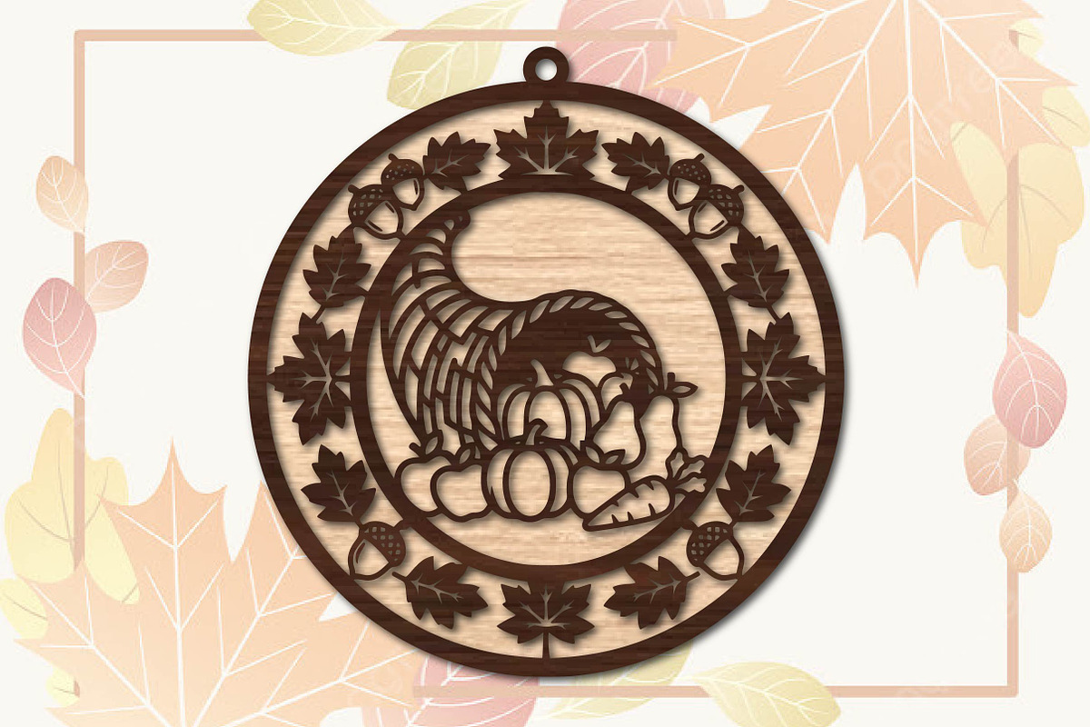 Autumn Harvest Cornucopia Laser Cut, an Object Graphic by DreamPrint404 (Photo 2 of 3)