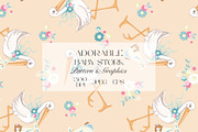 Adorable Baby Stork Seamless Pattern, a Pattern Graphic by StudioGlouna (Thumbnail 1 of 6)