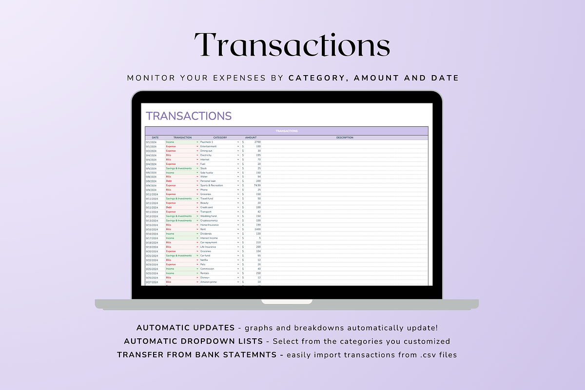 Simple Monthly Budget - Pastel, a Templates & Theme by The Creative Plans co (Photo 7 of 10)