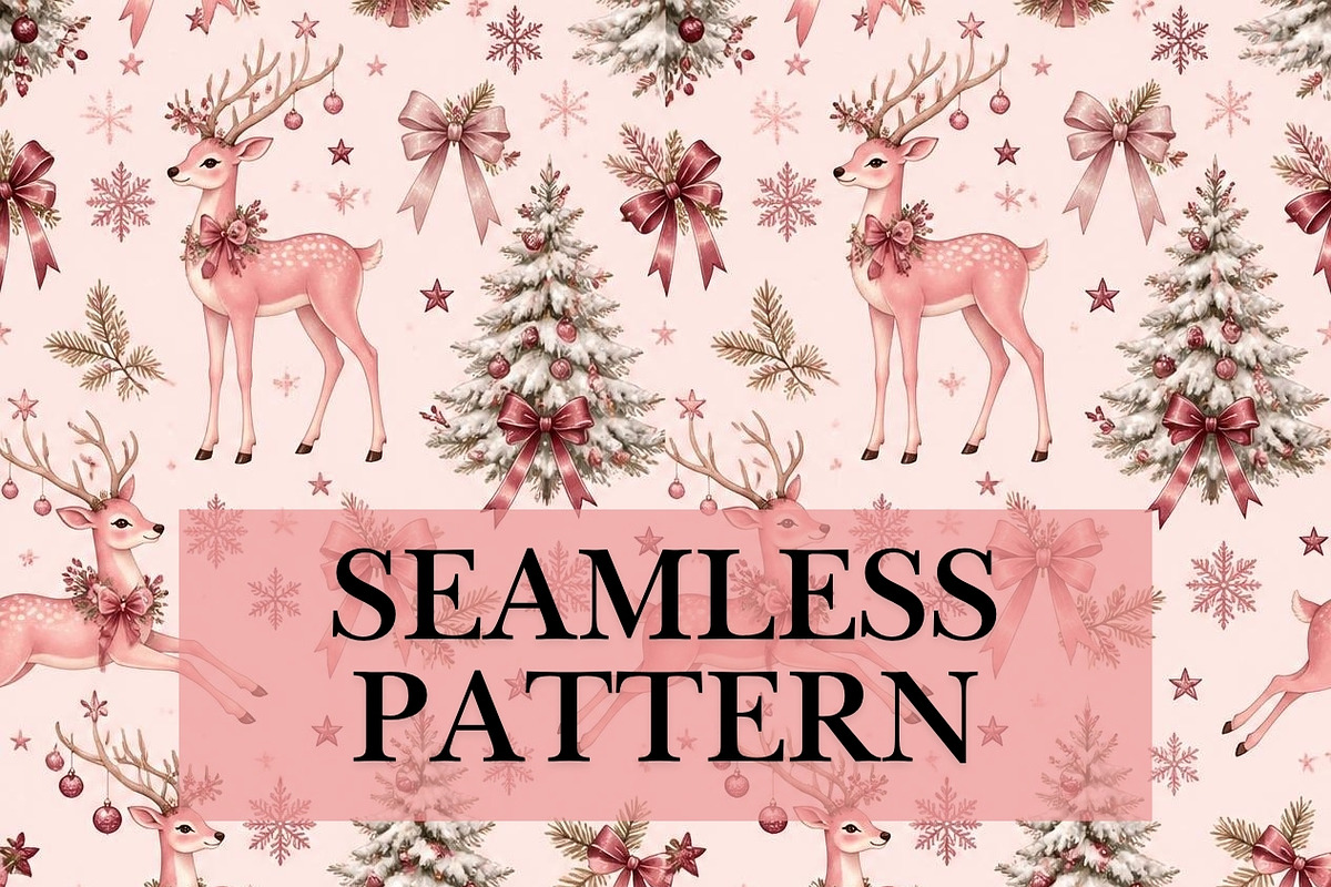 Reindeer Christmas Digital Paper, a Pattern Graphic by elfy creative (Photo 1 of 4)