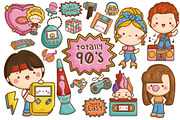 90s Kids Pop Culture Clipart, a Person Illustration by Inkley Studio (Thumbnail 1 of 2)