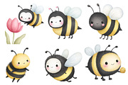 Watercolor spring bee clipart, an Illustration by Designworld (Thumbnail 3 of 5)