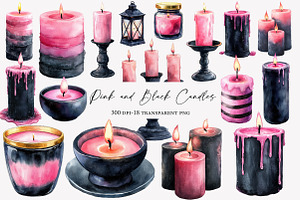 Pink and Black Candles Clipart, an Illustration by Designworld