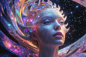 Floating android figure, an Illustration by wavebreak