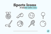 16 Sports Icons, an Outline Icon by Snitovets (Thumbnail 1 of 2)