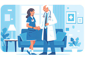 Doctor and nurse handshake in modern clinic illustrating medical teamwork, a Photo by AS photostudio