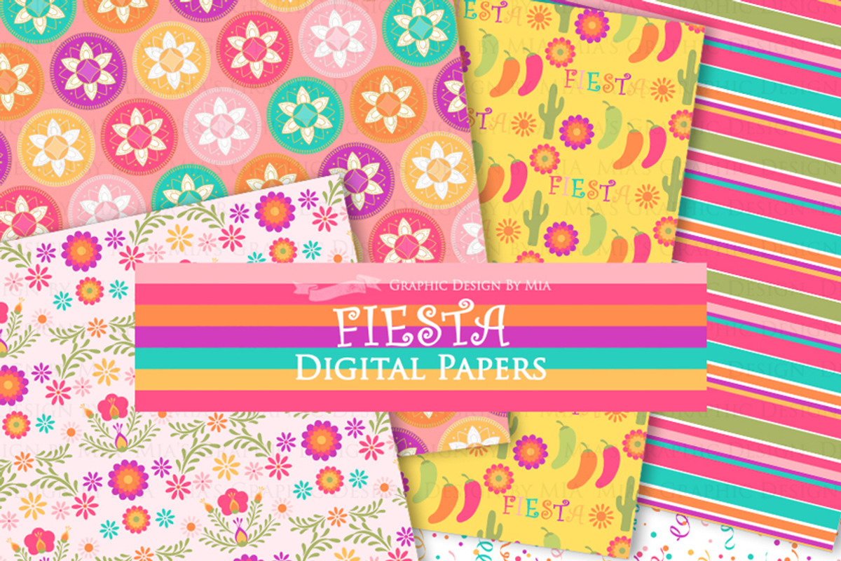 Fiesta Clipart+Pattern set, an Illustration by Mia's Graphic Design