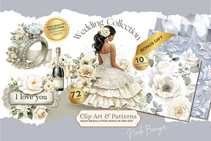 Elegant Watercolor Wedding Clipart