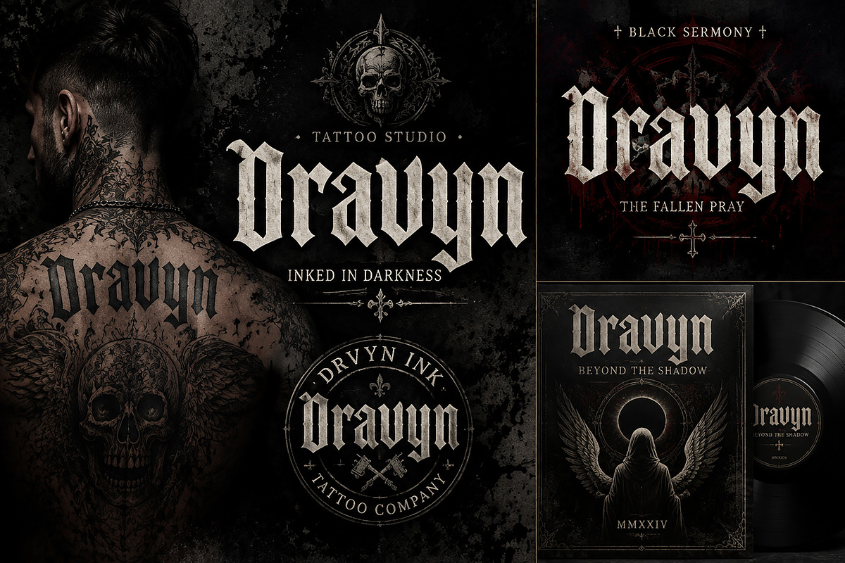 Dravyn – Gothic Blackletter Typeface, a Blackletter Font by Wow Magic (Photo 5 of 5)