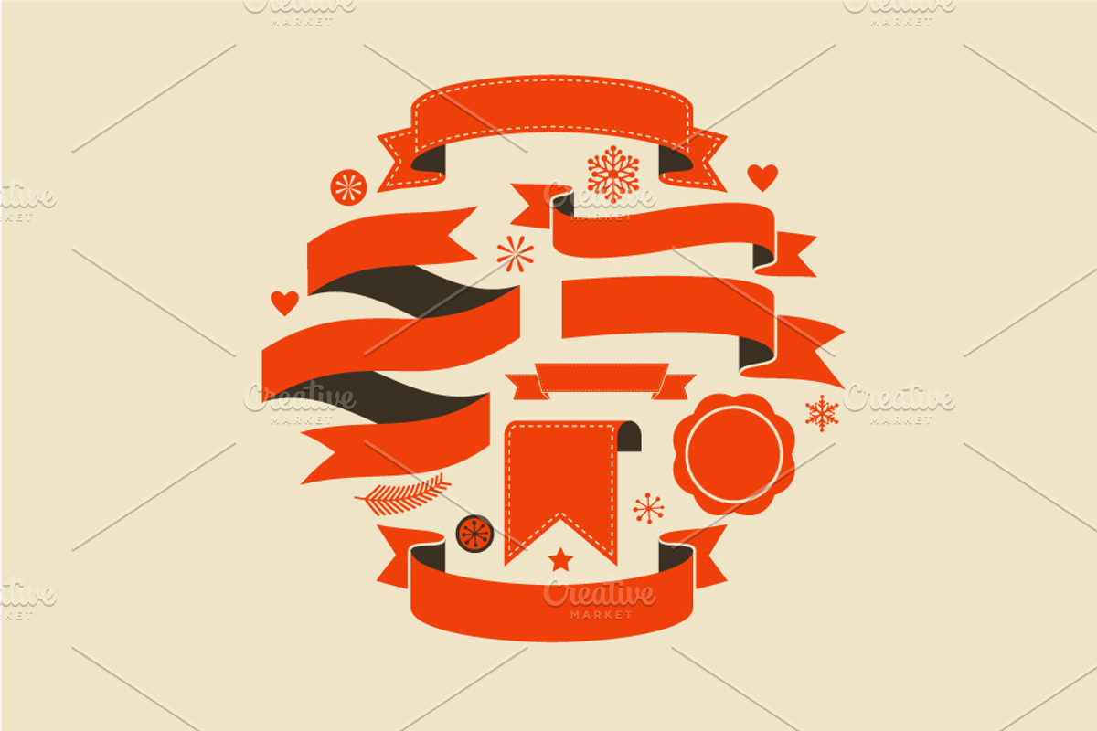 Set of christmas ribbons & banners, an Illustration by Marish (Photo 3 of 3)