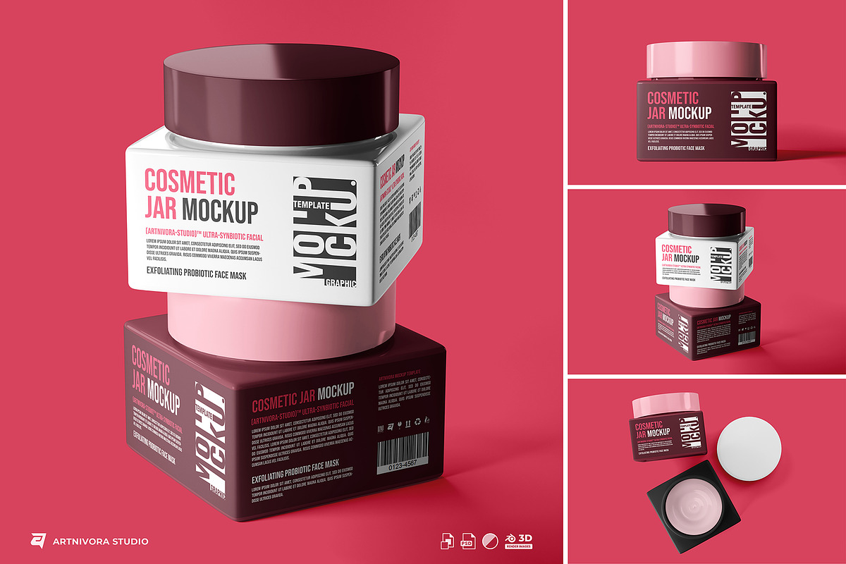 Cosmetic Jar Mockup Sets, a Packaging Mockup by Artnivora.Std (Photo 1 of 4)