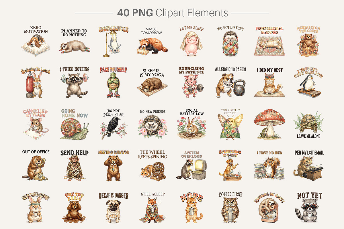 Sarcastic Retro Animal, a Decorative Illustration by Artnoy (Photo 2 of 8)