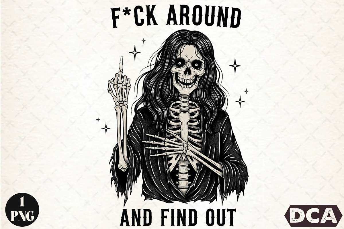 Funny Halloween Sassy Skeleton PNG, an Illustration by DreamCafeArt (Photo 1 of 7)