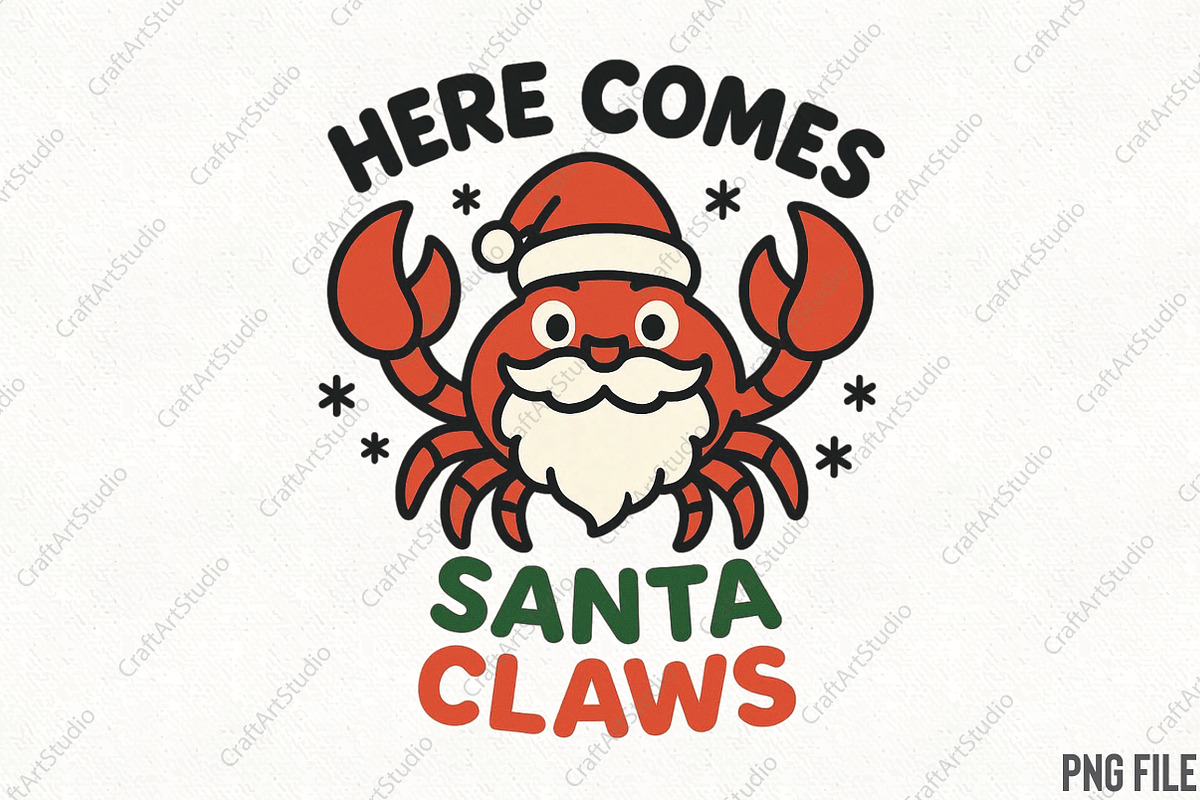 Here Comes Santa Claws PNG, an Illustration by CraftArtStudio (Photo 1 of 4)