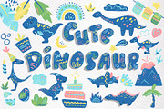 Cute Dinosaur Vector Clipart, an Animal Illustration by RabbitAndPencil (Thumbnail 5 of 10)