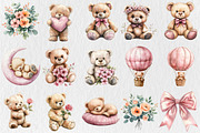 Watercolor Teddy Bear Clipart, a Seasonal Illustration by Rose Art (Thumbnail 3 of 3)