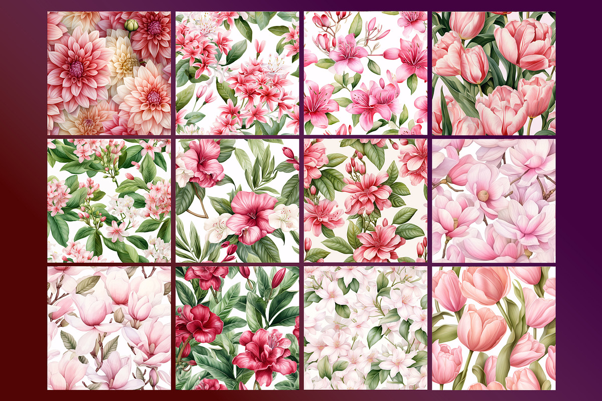 Watercolor Pink flowers pattern, a Pattern Graphic by Forhadx5