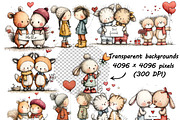 Romantic Couple & Animal Valentine, a Graphic by one-touch (Thumbnail 4 of 8)