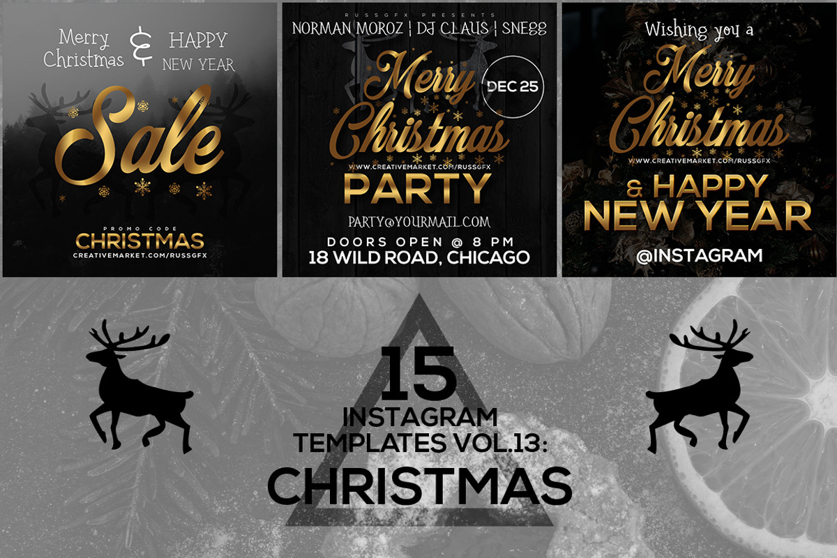 24 Instagram Christmas Posts, a Social Media Template by RussGFX (Photo 7 of 9)