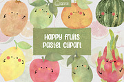Pastel Fruits Watercolor Clipart, a Food Illustration by creationsbyapuruh (Thumbnail 1 of 9)