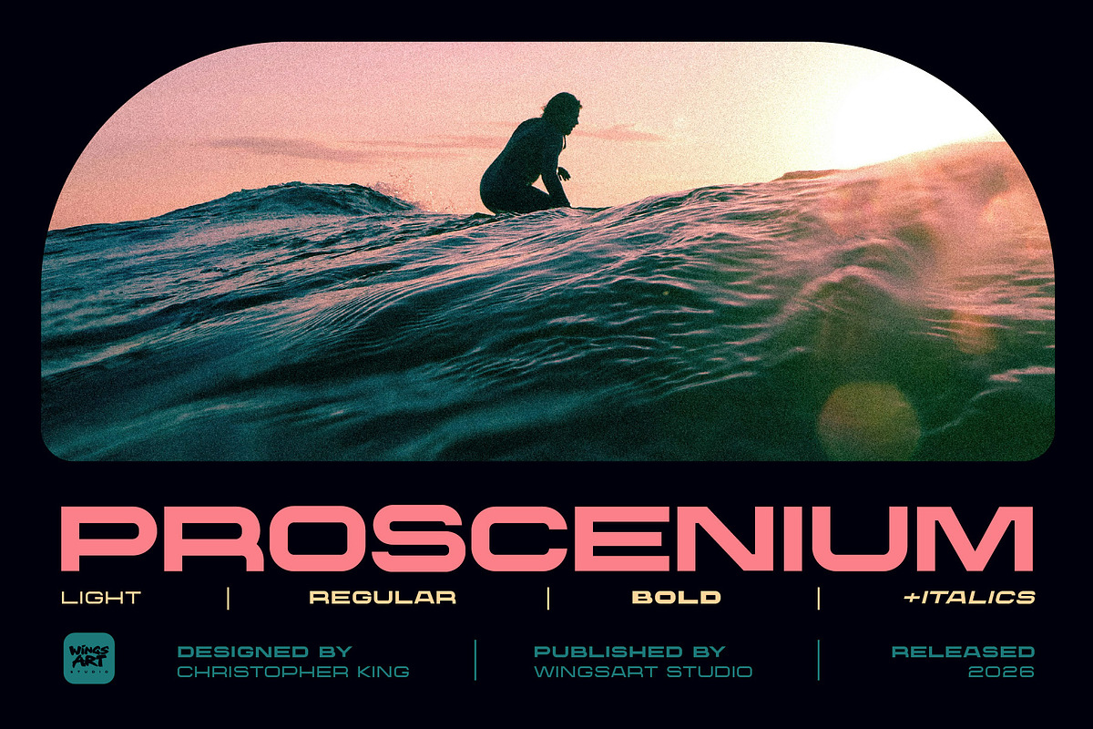 Proscenium - A Wide Sans-Serif Font, a Sans Serif Font by Wingsart Studio (Photo 1 of 14)