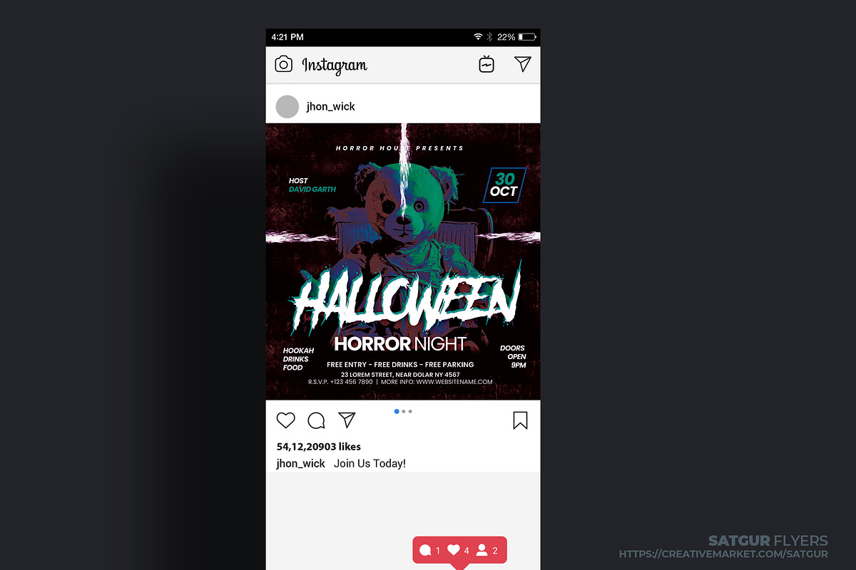 Halloween Party Flyer Template - PSD, a Flyer Template by Satgur Graphic Design (Photo 3 of 3)