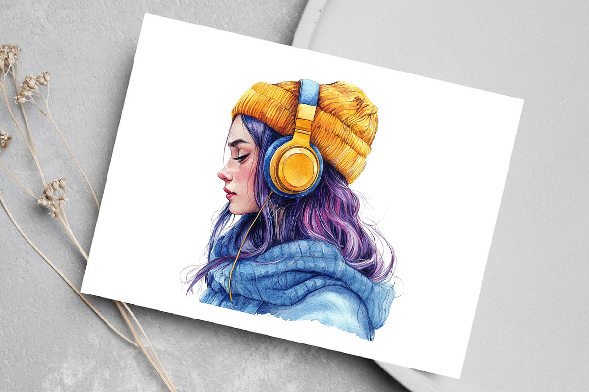 Watercolor Traveler Girl Clipart, an Illustration by Canvas Craft (Photo 6 of 8)