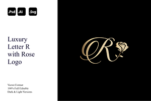 Luxury Letter R with Rose Logo, a Branding & Logo Template by Luxury Logos