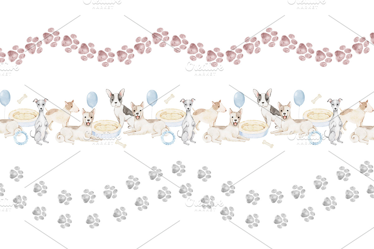 Paws and Puppies watercolor clipart, an Animal Illustration by Eves_Aquadreams (Photo 6 of 8)