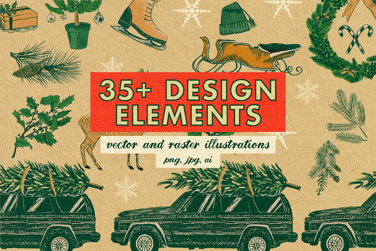 Holiday Design Kit + Script Font, a Texture Illustration by Dylan Roop Design Co. (Photo 2 of 9)