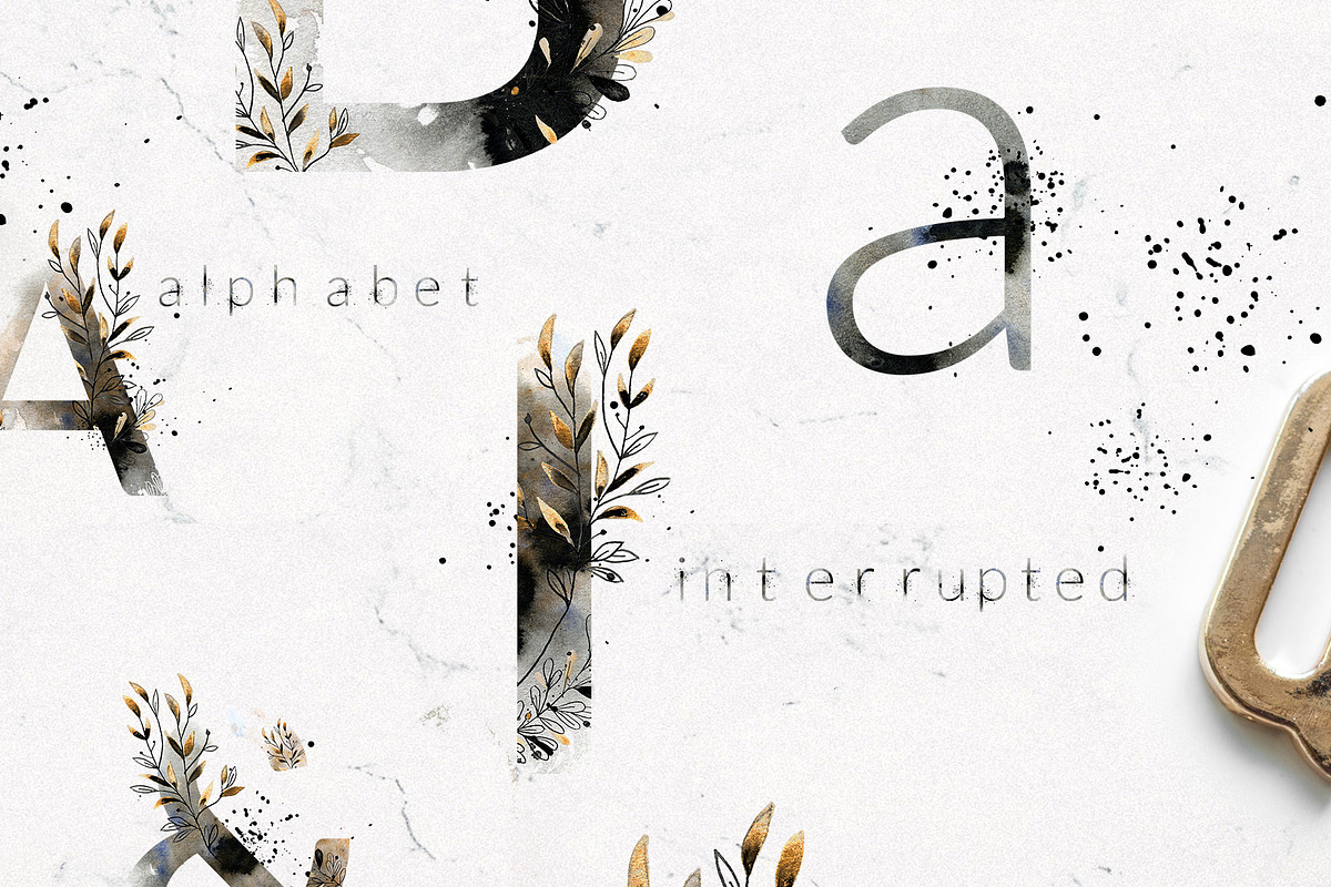 Alphabet Interrupted Watercolor Set, a Decorative Illustration by Bibela (Photo 5 of 9)
