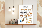 Watercolor Cow Clip arts and Posters, an Animal Illustration by Tati Bordiu (Thumbnail 3 of 8)