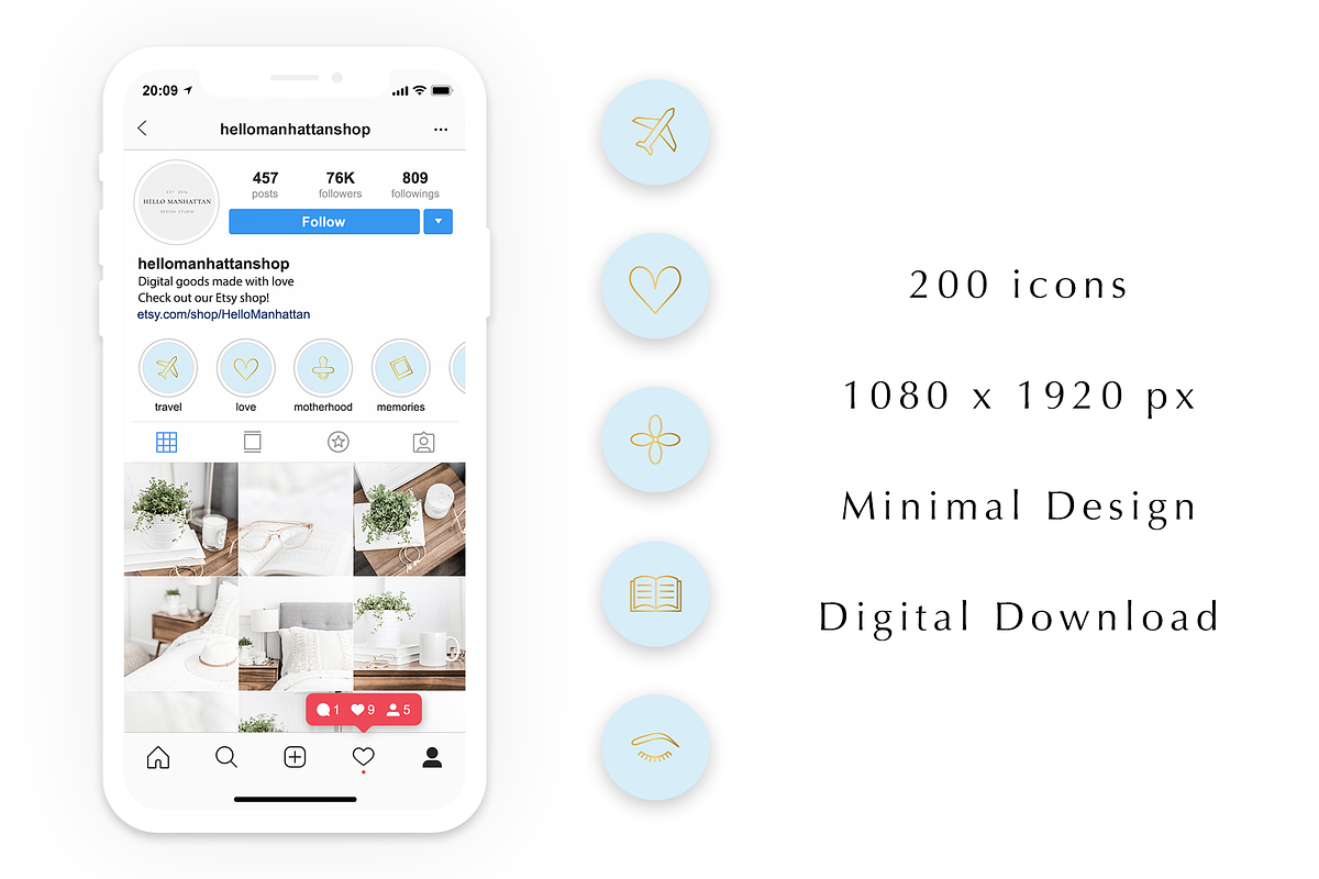 200 Instagram Story Highlight Icons, a Social Media Template by Blog&Glow (Photo 4 of 4)