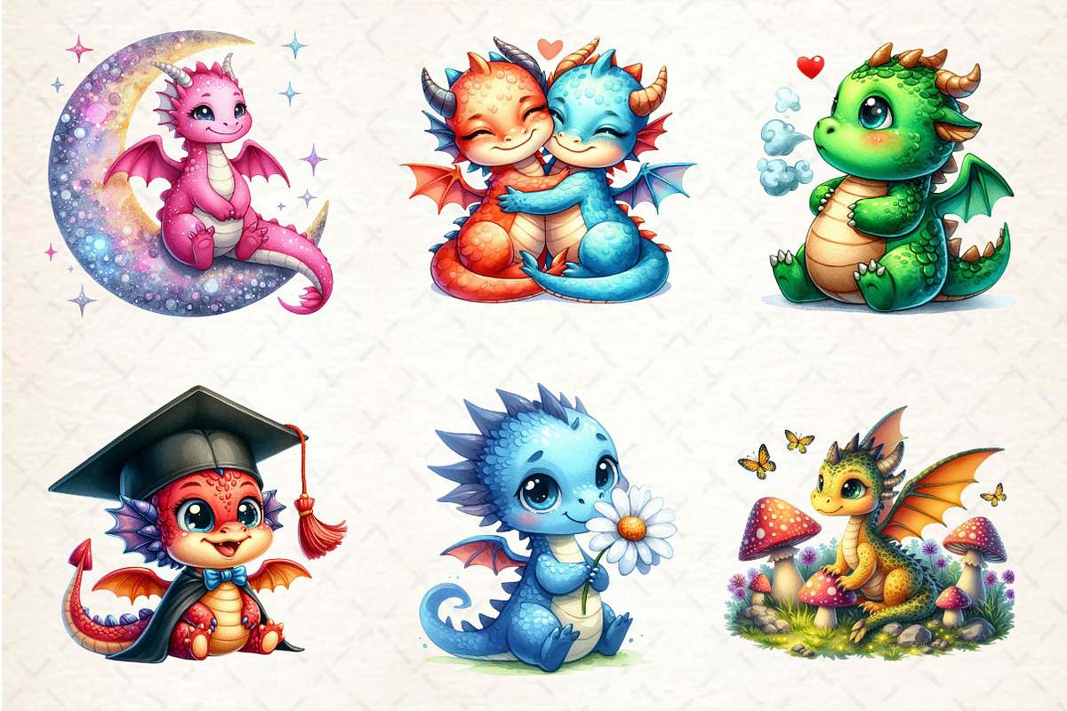 Baby Dragon Sublimation Clipart, an Illustration by Dream Creation (Photo 6 of 7)