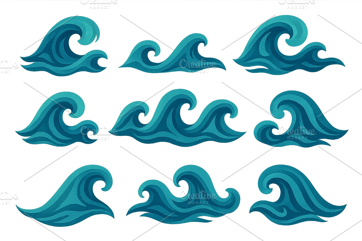 Different styles of ocean waves, an Illustration by ZinetroN